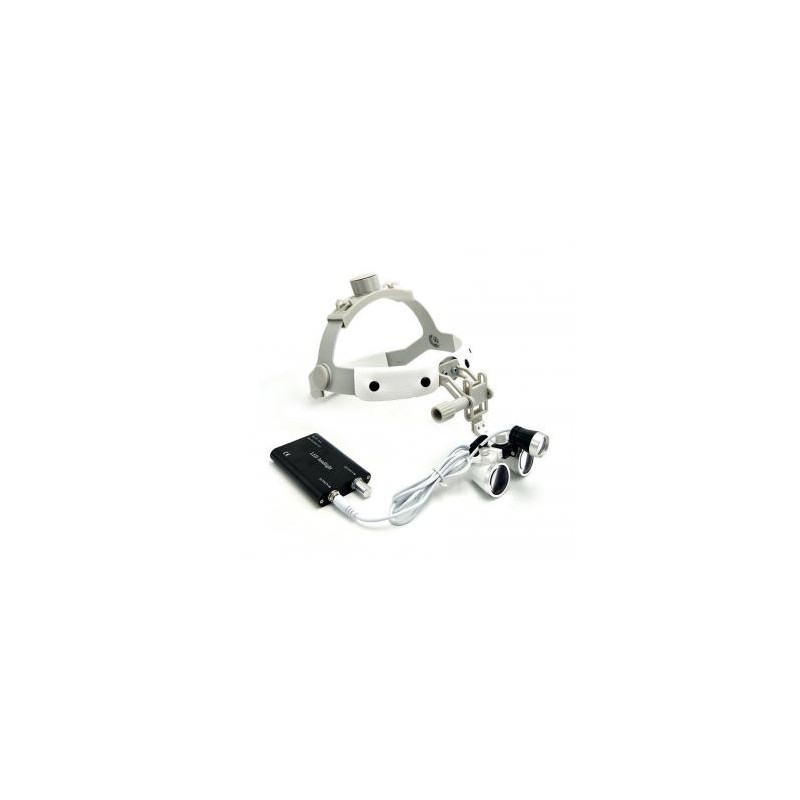 3.5X Lupa de cristal quirúrgico con lupa médica diadema de piel DY-108 tipo con faro LED