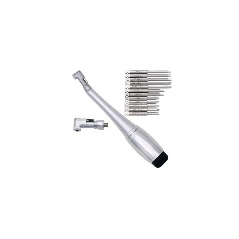 Kit de llave dinamométrica universal para implantes dentales con 12 destornilladores y 2 cabezales